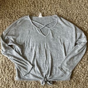 Womens gray cutout sweater